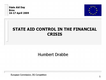 STATE AID CONTROL IN THE FINANCIAL CRISIS