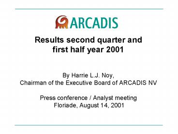 Results second quarter and first half year 2001