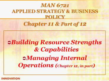 MAN 6721 APPLIED STRATEGY