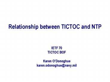 Relationship between TICTOC and NTP