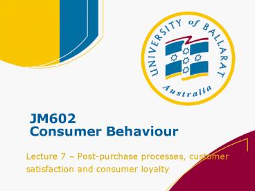 JM602 Consumer Behaviour
