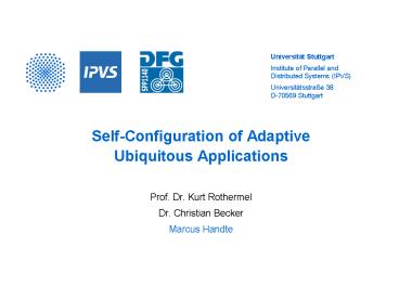 SelfConfiguration of Adaptive Ubiquitous Applications