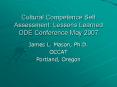 Cultural Competence Self Assessment: Lessons Learned ODE Conference May 2007 PowerPoint PPT Presentation