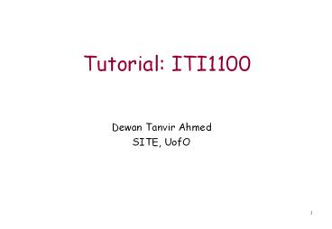 Tutorial: ITI1100