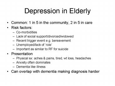 Depression in Elderly