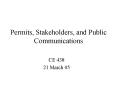 Permits, Stakeholders, and Public Communications PowerPoint PPT Presentation
