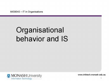 IMS9043 IT in Organisations