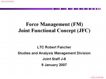Force Management FM Joint Functional Concept JFC