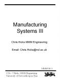 Manufacturing Systems III PowerPoint PPT Presentation