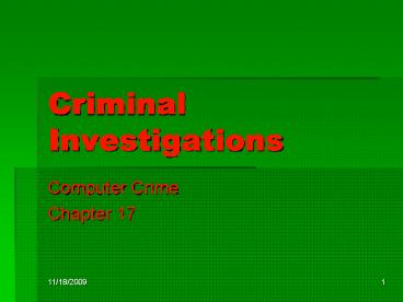 Criminal Investigations
