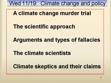 Wed 1119: Climate change and policy