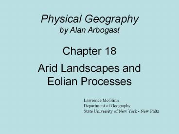 Physical Geography by Alan Arbogast Chapter 18