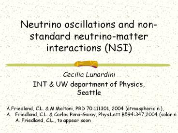 Neutrino oscillations and non-standard neutrino-matter interactions (NSI)