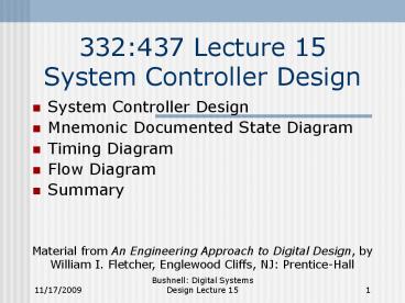 332:437 Lecture 15 System Controller Design