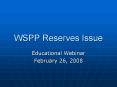 WSPP Reserves Issue