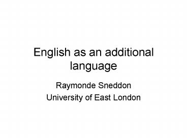 English as an additional language presentation | free to view