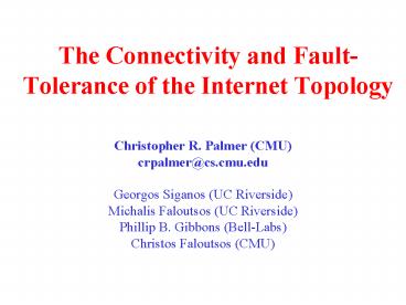 Christopher R' Palmer CMU