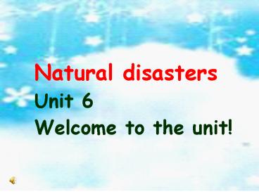 Natural disasters