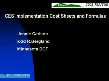 CES Implementation Cost Sheets and Formulas