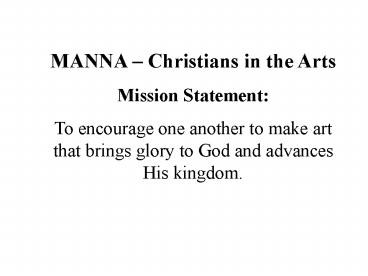MANNA Christians in the Arts