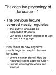 The cognitive psychology of language 1 PowerPoint PPT Presentation