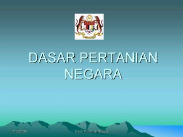 DASAR PERTANIAN NEGARA