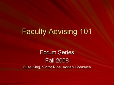 Faculty Advising 101