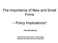 The Importance of New and Small Firms Policy Implications PowerPoint PPT Presentation