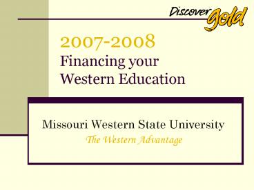 20072008 Financing your Western Education
