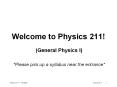 Welcome to Physics 211! PowerPoint PPT Presentation