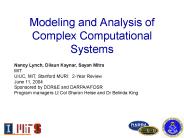 Modeling and Analysis of Complex Computational Systems