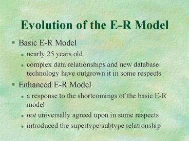 Evolution of the ER Model