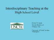 Interdisciplinary Teaching at the High School Level