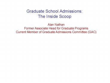 Graduate School Admissions: