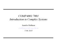 COMP4001/7001 Introduction to Complex Systems