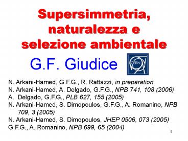 Supersimmetria, naturalezza e selezione ambientale