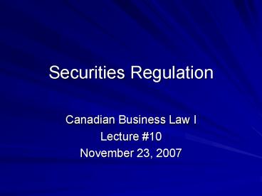 Securities Regulation