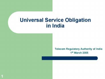 Universal Service Obligation in India presentation | free to view