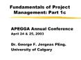Fundamentals of Project Management: Part 1c PowerPoint PPT Presentation