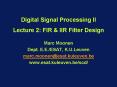 Digital Signal Processing II Lecture 2: FIR PowerPoint PPT Presentation