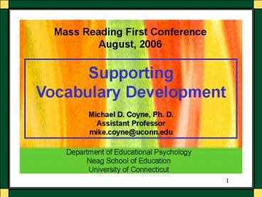 Supporting Vocabulary Development