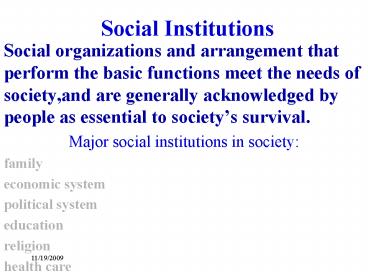 Social Institutions