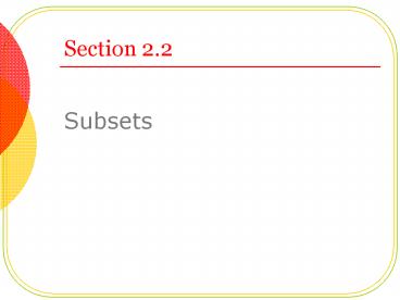 Subsets presentation | free to view