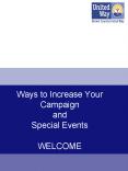 Ways to Increase Your Campaign and Special Events WELCOME PowerPoint PPT Presentation