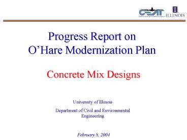 Progress Report on OHare Modernization Plan
