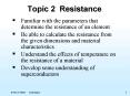 Topic 2 Resistance PowerPoint PPT Presentation