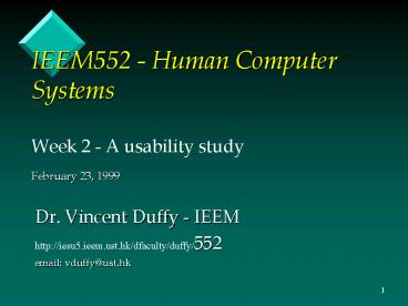 IEEM 620b Industrial Applications of Virtual Reality Technology