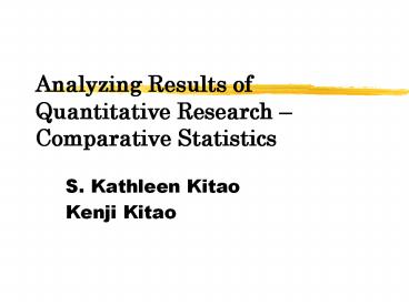 Analyzing Results of Quantitative Research 