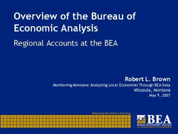 Overview of the Bureau of Economic Analysis