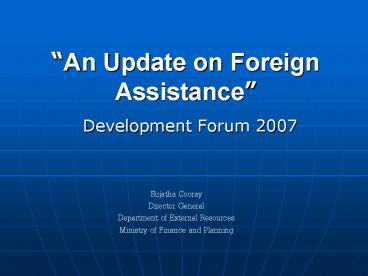 An Update on Foreign Assistance